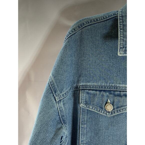 BLACK LABEL By C'EST TOI Women's Blue Denim Button-Up Belted Long Sleeve Top SZM - Picture 3 of 10